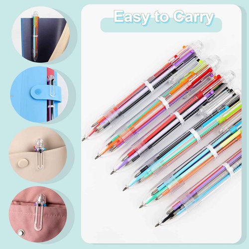 Mluchee 100 Pack Multicolor Pens 6-in-1, Party Backs to School Pens, Bulk Fun Pen for Adults Student Gifts, Retractables Rain-bow Cool Color Ballpoint Pens Thanksgiving Christmas Gifts