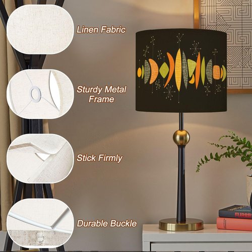 Retro Atomic Lampshades Lamp Shades set of 2 Mid century modern vivid colors abstract composition for Light Shade for Table Lamps Floor Lamps Drum Lamp Shades Lampshade Replacement