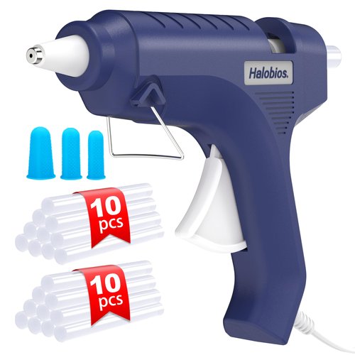 Halobios Hot Glue Gun with Preheating, 20 Glue Sticks, Full Size for DIY Crafts & Home Repairs (40W Blue)