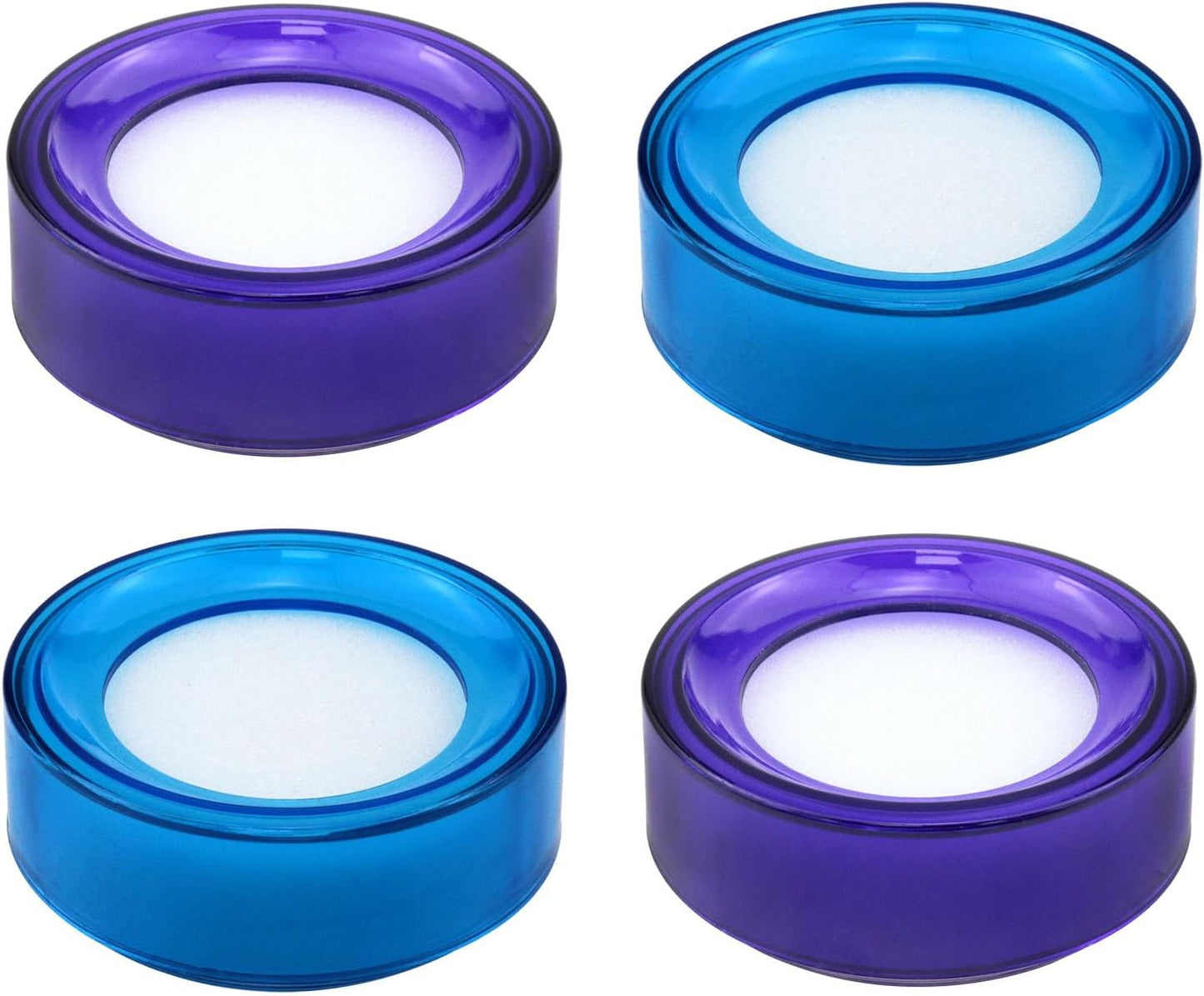 Skiennix Finger Wet Sponge | Round Plastic Cup Moistener | Purple & Blue | 4-Pack (2.75" x 2.75" x 1.06")