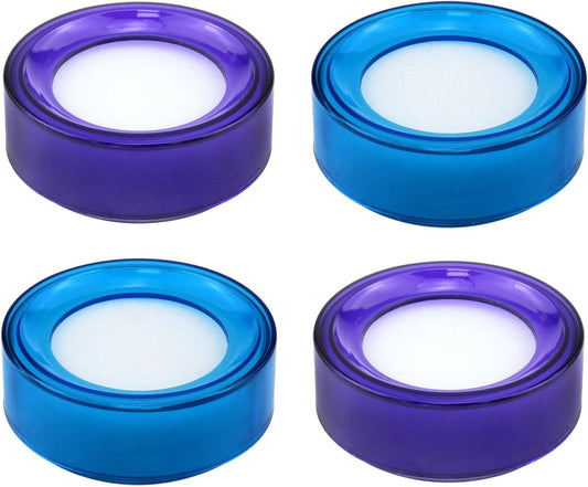 Skiennix Finger Wet Sponge | Round Plastic Cup Moistener | Purple & Blue | 4-Pack (2.75" x 2.75" x 1.06")