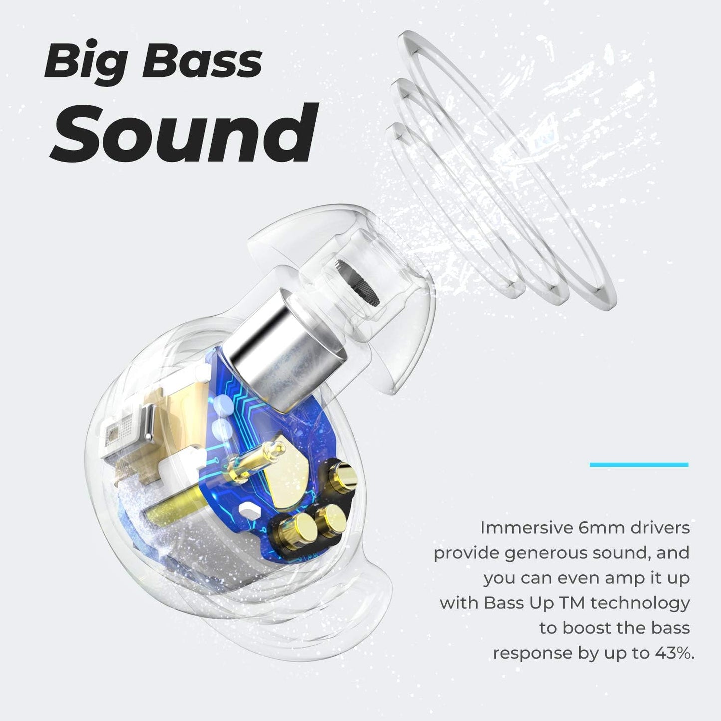 Tribit FlyBuds 3 Wireless Earbuds - 110H Playtime, Bluetooth 5.3, IPX8 Waterproof, Touch Control, Deep Bass