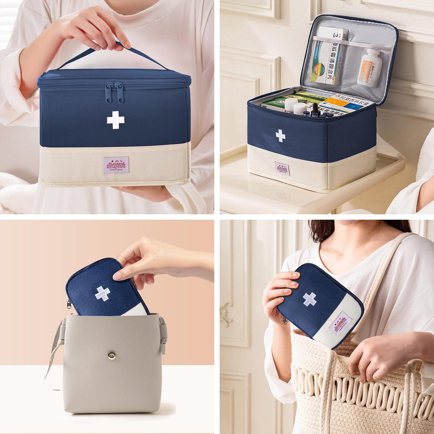 HSOOVZN Medication Organizer Storage Bag,Large Capacity Portable Pill Bottle Organizer with Hand, Empty First Aid Kit for Home and Travel