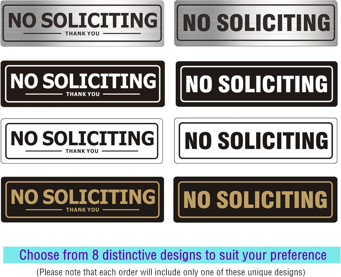 Skiennix No Soliciting Sign - Durable Aluminum Metal | Self-Adhesive 2-Pack for Home & Office