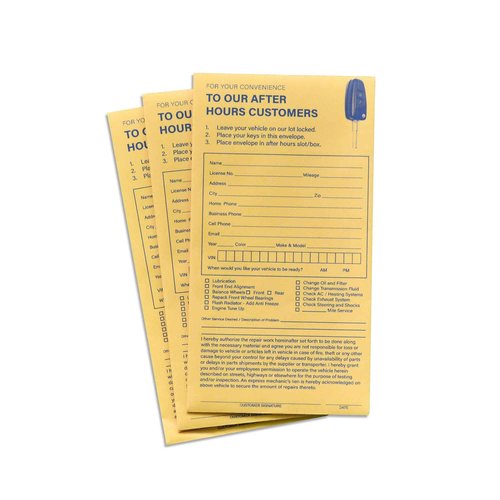Key Drop Off Envelopes for After Hours | Auto Shop Repair/Service Drop Box Overnight Envelopes | 3.5" x 6.5" (500)