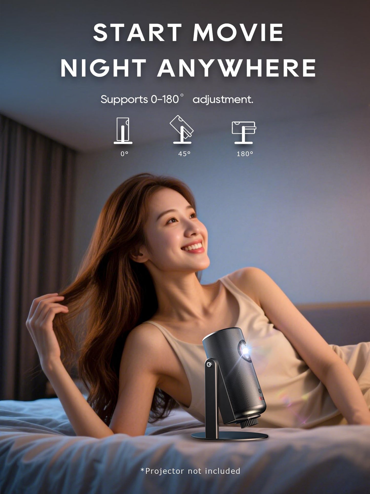 Haweah Projector Stand for Nebula Capsule Series & XGIMI Halo+(New) Works with Capsule 3/Air/Pro, Mini Projectors | Ceiling & Wall Projection, Height Adjustable, 360° Rotation | 1/4-Inch Screw(A-Black)