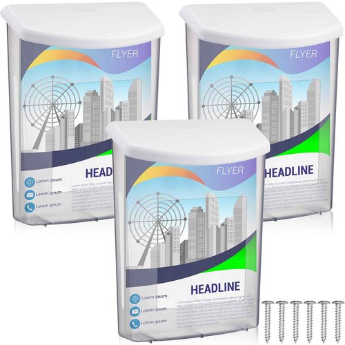 Menkxi 3 Pcs Outdoor Estate Brochure Box Plastic Brochure Holder with Lid Waterproof Wall Mount Flyer Holder Literature Permit Box Magazine Business Card Holder for Office Store Estate Supplies
