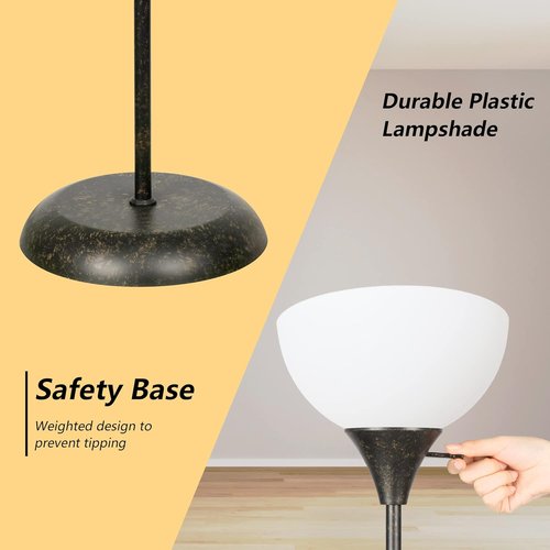 RISLG Floor Lamp - Industrial Metal Design with Drop-Resistant White Lampshade | Perfect for Bedroom & Living Room