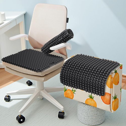 Suzii 3D Airflow Silicone Seat Cushion - Comfy Ergonomic Support for Office Chair, Car, Wheelchair, Truck | Breathable, Easy to Clean, Travel Gift (Black) (Black)