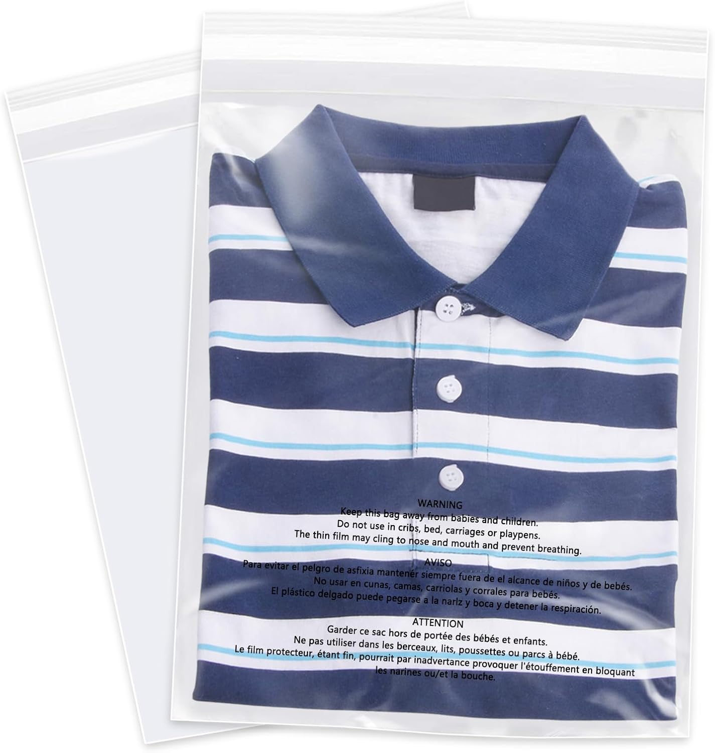 Skiennix Clear Poly Bags - 12" x 18" Self-Seal with Suffocation Warning | 500 Count for Packaging Shirts & Clothing