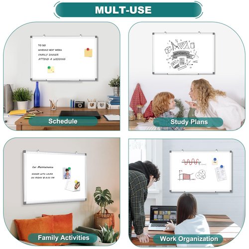 QUEENLINK Double Sided Magnetic White Board, 36"x24" Dry Erase Whiteboard for Wall with Aluminum Frame Presentation Board for School, Office and Home