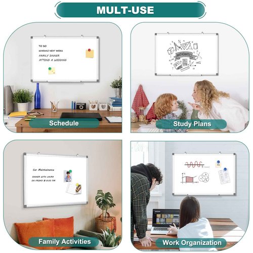 QUEENLINK Double Sided Magnetic White Board, 48"x36" Dry Erase Whiteboard for Wall with Aluminum Frame Large Presentation Board for School, Office and Home