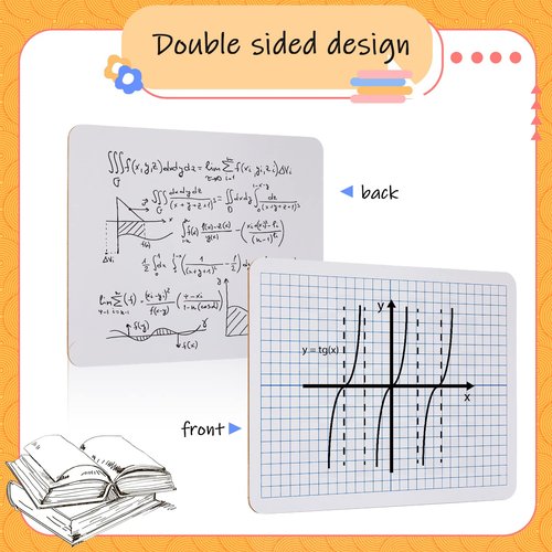 24 Pack Dry Erase XY Axis Graph Lap Boards 9'' x 12'' Double Sided White Boards Dry Erase Lapboards Math Student White Boards Double Sided Dry Erase Board with Erasers for School Classroom Supplies