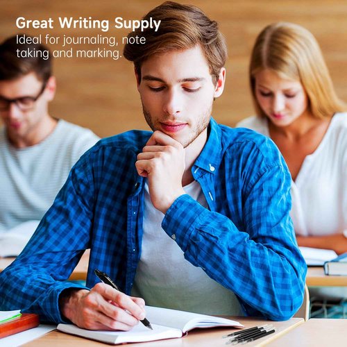 Shuttle Art School & Work Supplies Bundle, 100 Pack Black Retractable Gel Pens + 60 Pack Black Retractable Gel Pen Refills 0.7mm Fine Point for Writing Journaling Taking Notes School Office Home