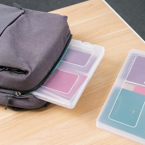 Voittozege 4 Pack A4 Paper Storage Box, A4 Document Case for 8.5" x 11" Letter Paper, Scrapbook Storage Box, File Portable Project Case for Magazine,Envelopes(Inner Size 12.2 x 8.9 x 0.7 in)