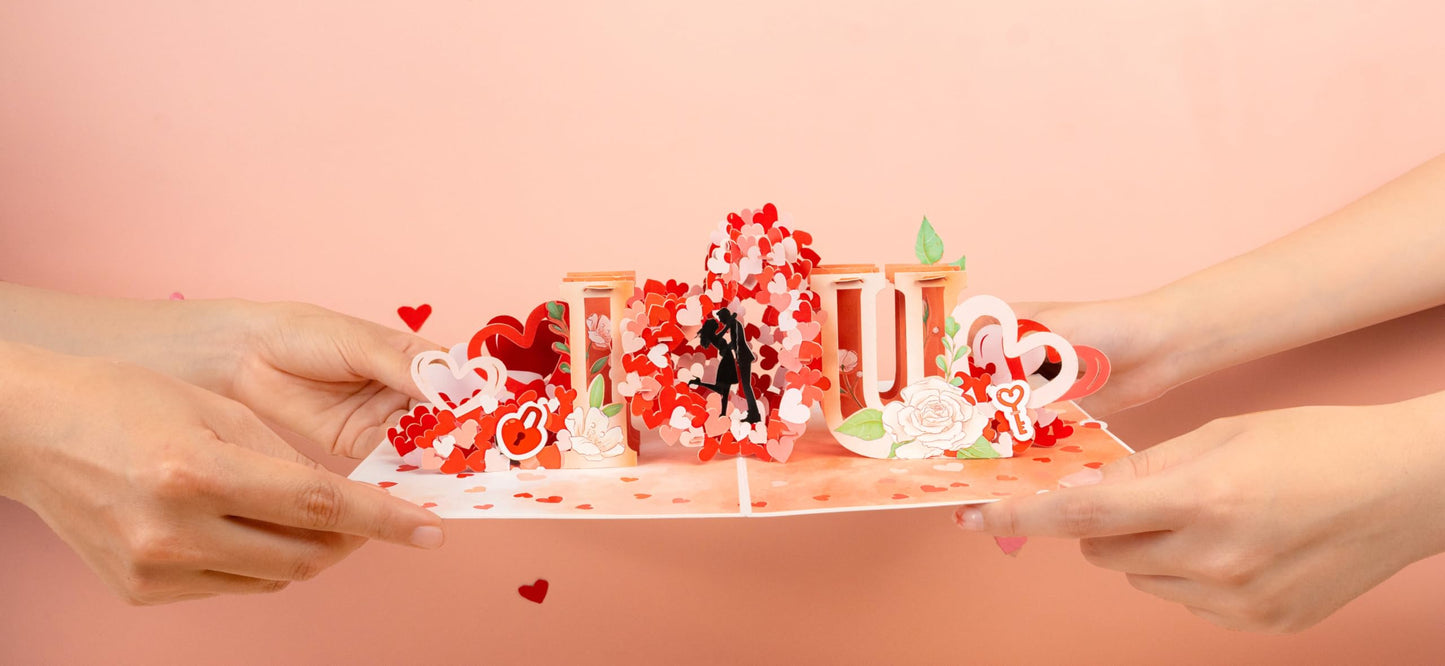 PQ Bees Pop Up Anniversary Cards, Valentines Day Cards, 6x8in Wedding Anniversary Card, 3D Romantic Gift for Her, Him, Husband, Wife, Couple, Birthday Card (Heart U)