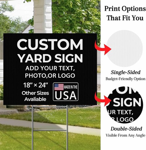 Custom Yard Sign with Stake - 18x24 Personalized Outdoor Sign for Events & Birthdays - Durable Weatherproof Plastic