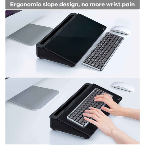 Desktop Glass Whiteboard Black and Gray Board,Varhomax Desk Organizer and Desktop Memo Pad Solution for Home Office Accessories and School Supplies