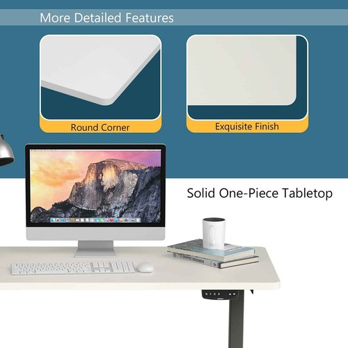 Tangkula Universal Relevance Table Top, One-Piece Solid Table Top for Standard & Standing Desk Frame, 48 x 30 inch Countertop Rectangular Office Relevance Tabletop w/ 2 Cable Management Holes, White