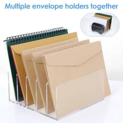 Clear Desktop File Organizer, 5 Compartments Acrylic Office Document Sorter Mails Storage, Multifunction Letter Folder Racks Holders for Office,Home, School Desk Organization
