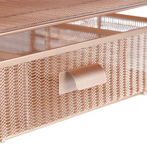 BLU MONACO Workspace Rose Gold Desk Organizer and Accessories Desktop Rack with File sorters and Drawer for Office Supplies, Paper, Device and Folder