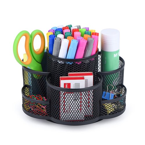 Pen Holder for Desk, 360 Rotating Pencil Holder, Cup Holder for Desk Office, Desk Organizers and Accessories in Black