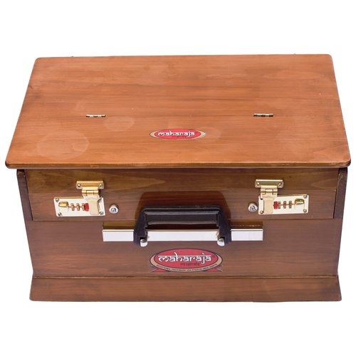 Maharaja Musicals, Portable Harmonium, Model 2024-25 Small, 2 1/4 Octaves Saptak, 3 Fold Bellow, 17x10x10 Inch, Handle, Bag, Kirtan Yoga Companion, Handmade Harmonium Instrument PH1