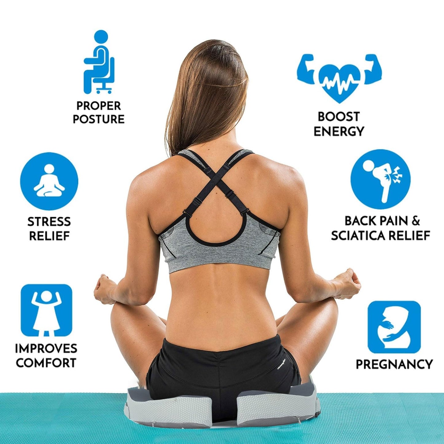 Small Travel Seat Cushion for Airplane,Portable Foldable Seat Cushion,Sciatica Pain Relief with Built-in Handles-Memory Foam Chair Cushions to Enhance Posture & Back Pain,for Car, Office, Gaming (