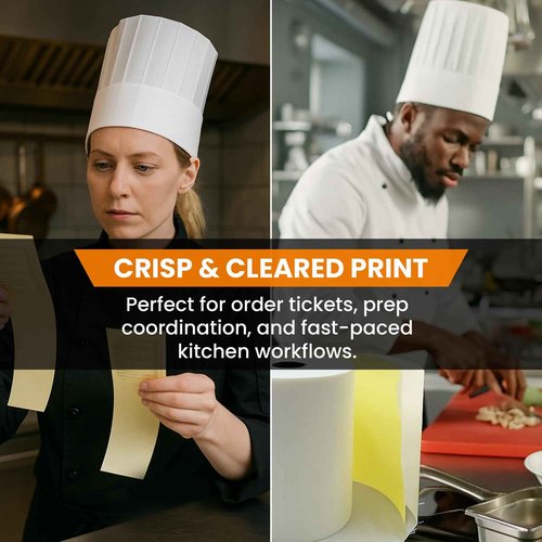 (32 Rolls) 2 Ply Kitchen Printer Paper White/Yellow Carbonless Rolls 3” x 95 Feet Receipt Rolls–Compatible with Star SP700 Printer Paper, SP2000 UP389 & Omni 480 220 250–Ribbons Required–Non Thermal