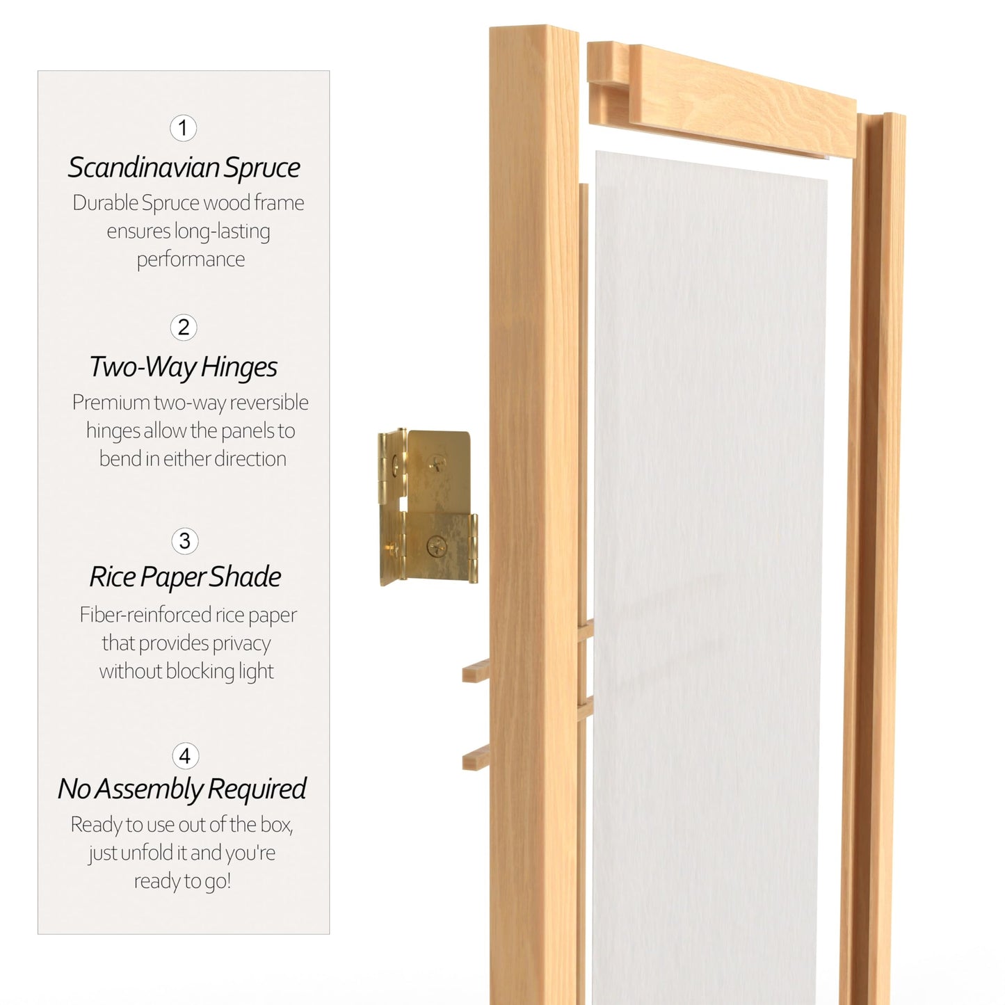 2 ft. Short Desktop Double Cross Shoji Screen - Natural - 3 Panels