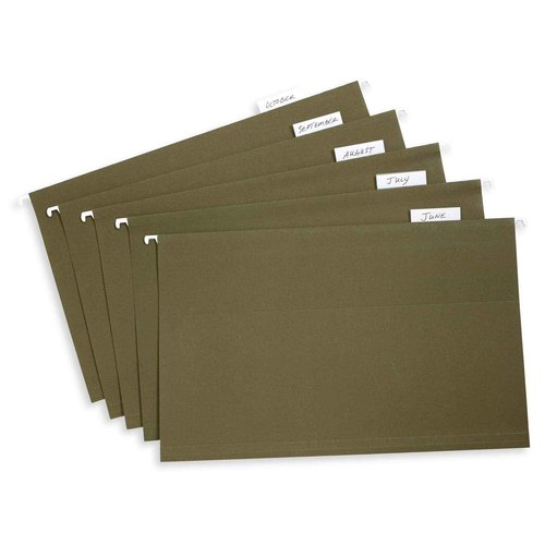 Blue Summit Supplies Hanging File Folders, 1/5 Cut Adjustable Tabs, Legal Size, 5 Tab Locations, Designed for Legal and Law Office File Organization, Standard Green, 50 Pack, Legal Size