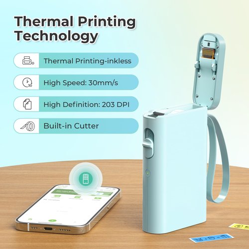 Nelko Label Maker Machine with Tape, P21 Bluetooth Label Printer, Wireless Mini Label Makers with Multiple Templates for School Office Home, Cyan