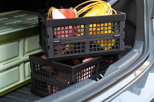 Eslite 16L Plastic Collapsible Storage Crates,Folding Crates Storage,Pack of 4,Black