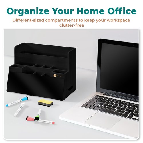 NYPOT Black Desk Organizer - Wood Desktop Organizer with Drawers and Dry Erase Board - Desk Buddy Whiteboard with Storage for Supplies, Wooden Desktop Whiteboard Dorm for Home and Office