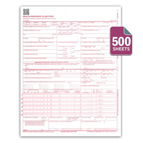 NextDayLabels - CMS 1500 / HCFA 1500 Insurance Claim Forms - Laser/Ink-Jet Compatible (New Version 02/12) Letter Size 8-12" x 11", 500 Sheets Per Pack