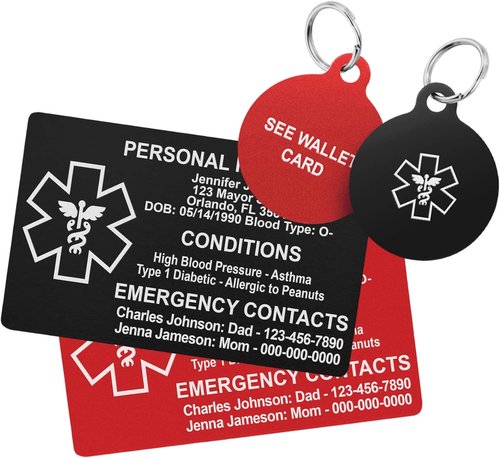 Custom Medical ID Card - Personalized Aluminum-Free Engraving | Emergency Contact & Allergy Alert