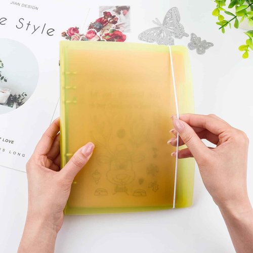BAOFALI 8Pcs /Set A5 6 Ring Binder Cover Clean Transparent Soft PVC for Refillable Notebook Shell withMatte surfaceforStamp & Die Storage (8 Colors)