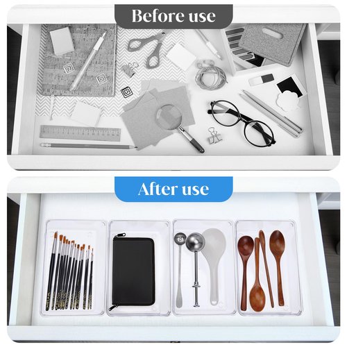 DIVINA VITAE 10Pcs Plastic Storage Drawers 6" x 9" Clear Drawer Organizers Stackable Tray Organizer for Jewelry, Snacks, Office, Bathroom, Bedroom and Kitchen