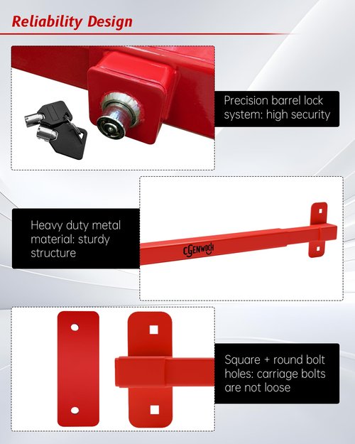 Adjustable Office Door Bar Fit for 32" to 42" Outward Opening Doors, Heavy Duty Anti-Theft Shed Security Barricade Lock Bar, Suitable for Jobsite Office, Warehouse, Trailer Door