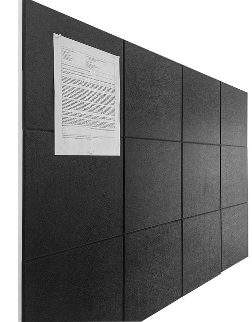 Large Cork Board Alternative - 12-Pack Felt Wall Tiles with Safe Removable Adhesive Tabs, Cork Wall Tiles Bulletin Board Home Office Essentials - Black