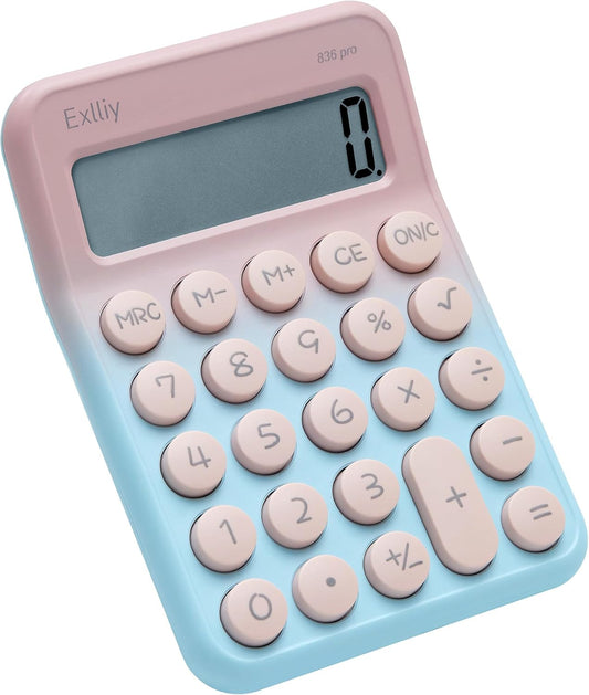 Skiennix Pocket Calculator - Cute 8-Digit LCD Display for Kids | Small Desktop Size, Gradient Blue