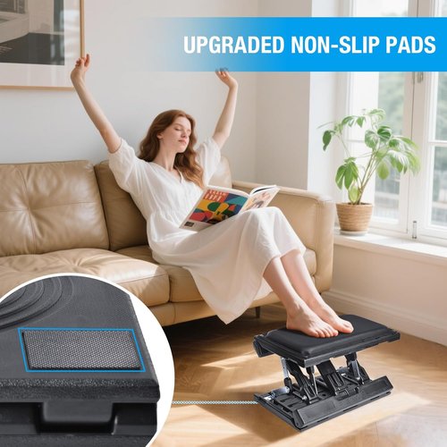 Scalebeard Ergonomic Foot Rest - Height Adjustable & Foldable Desk Footstool with Massage Beads | Ideal for Office & Gaming