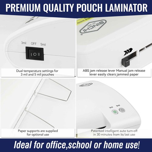 SINCHI 40-Second Warm-up, 3-5 mil, 13-inch Laminator & 3 Mil 200 Pack & 5 Mil 100 Pack Laminating Sheets