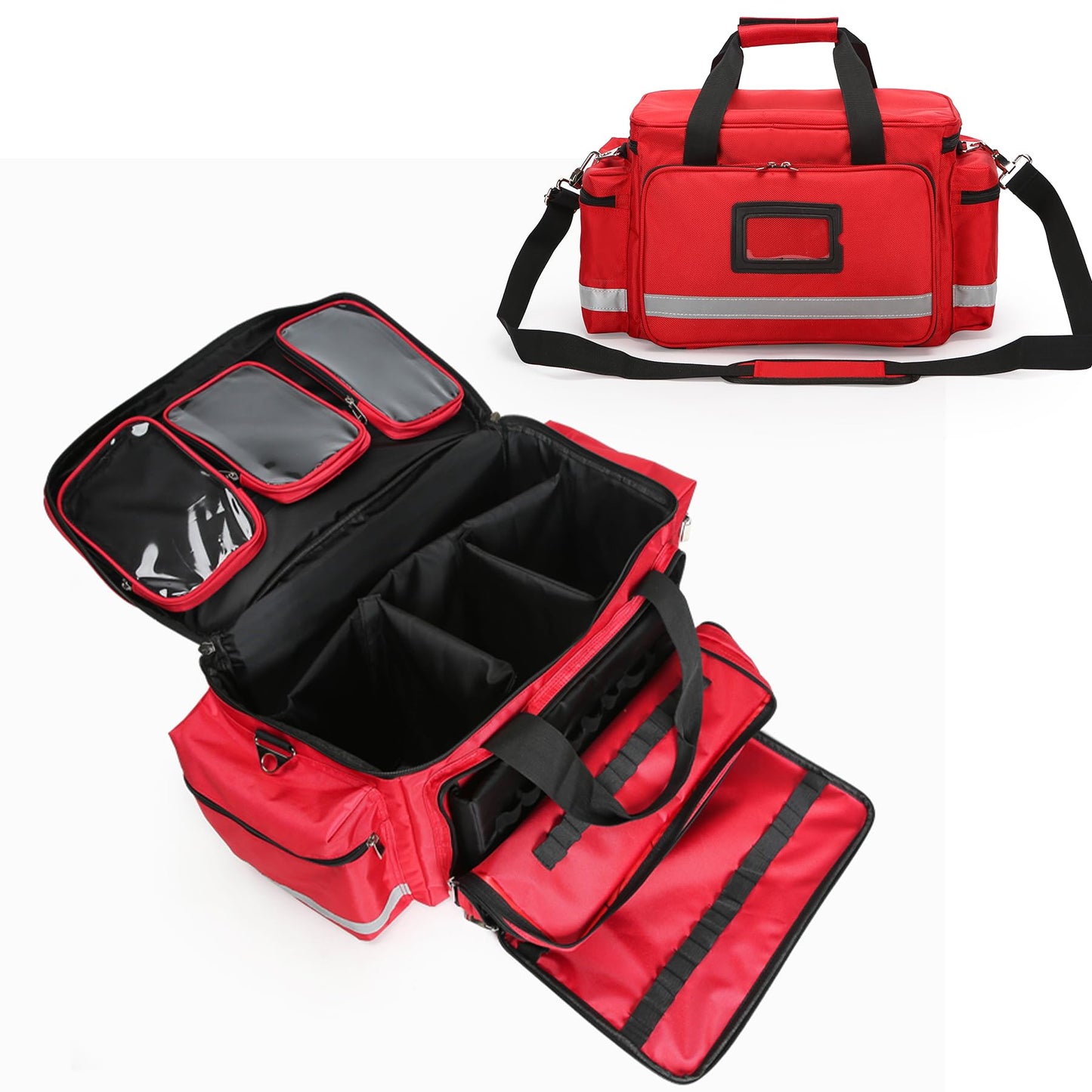 Medical Empty Bag First Aid Bag Emergency Responder Trauma Bag Empty, Professional First Aid Kits Storage Medical Bag with Inner Dividers and No-Scratch Bottom,Trauma Bag for Home Health Nurse Bag