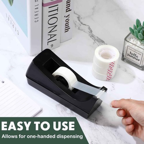 Yahenda 10 Pack Desktop Tape Dispenser Non Skid Base with 0.7 x 985 Inches Invisible Tape Refills Bulk Weighted Roll Dispenser for Office Home School