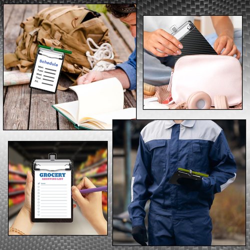 SBYURE Carbon Fiber Pocket Clipboard,A6 Size Black Clipboard Reinforced with Pen Clip & Hanging Loop Durable Small Clip Board for Outdoor, Office, Gifts(4.3x6.5 in)