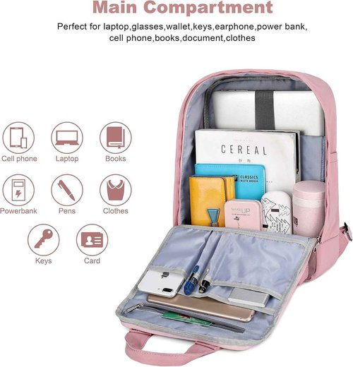 AO ALI VICTORY Laptop Backpack 15.6 Inch for Women Men Teacher Backpacks Nursing Bag Anti Theft Travel Back Pack Large College Bookbag (Large, Pink)