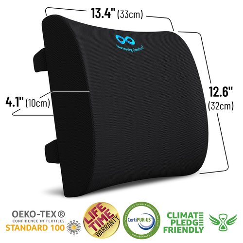 Everlasting Comfort Seat Cushion & Lumbar Support Bundle - Ideal for Desk, Car, Office, Gaming Chairs - Enhance Posture and Relieve Back Pain (Black)