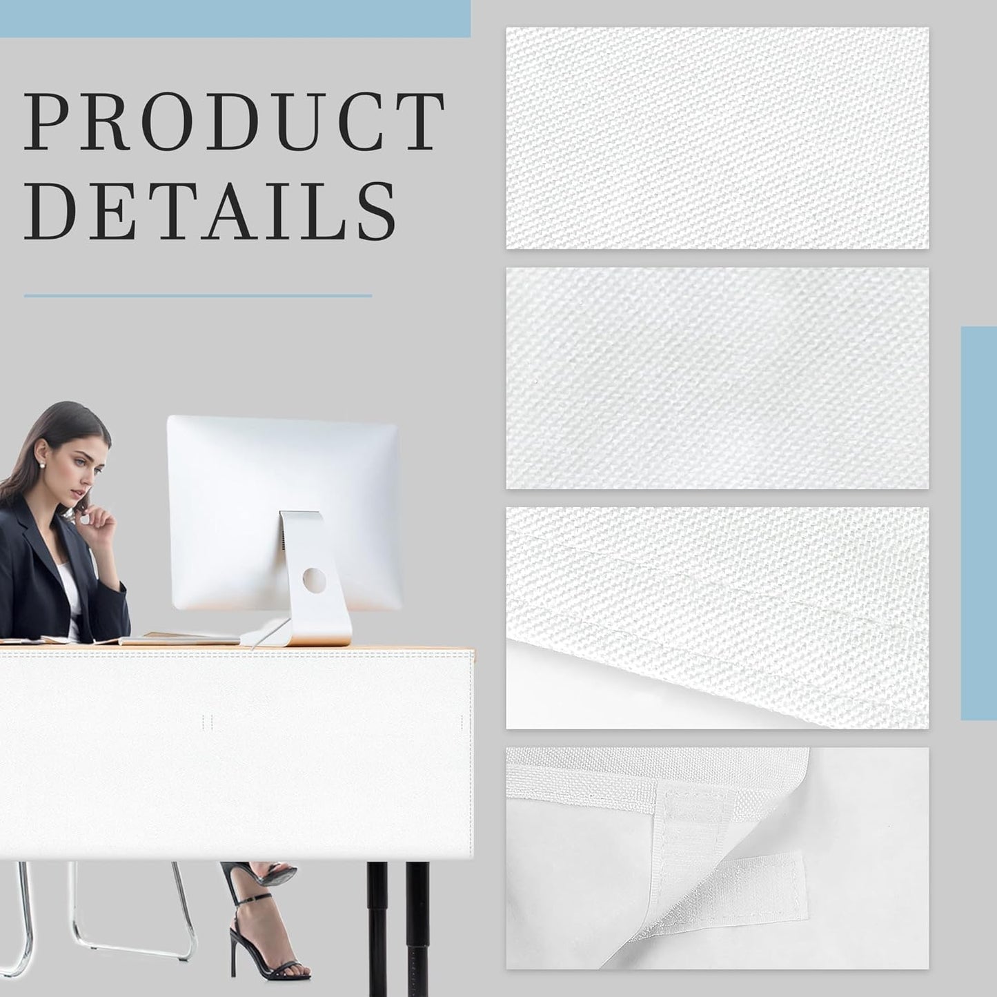 Under Desk Privacy Panel - White Self-Adhesive Modesty Panel with Cable Management | Heavy Duty Desk Skirt