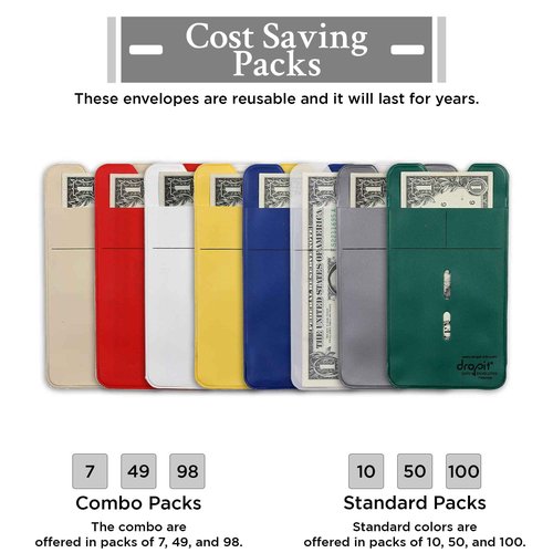 UBICON 100 Combo Reuseable Dropit Safe Envelope for Depositing of Currency and Money, Size 100, Combo